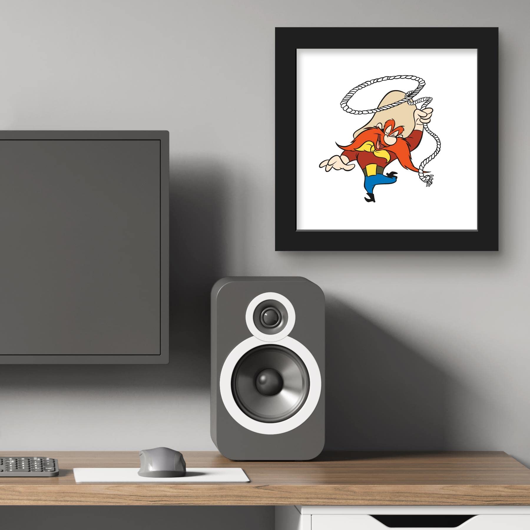 Trends International Gallery Pops Looney Tunes - Classic Yosemite Sam Wall Art, Black Framed Version, 12'' X 12''