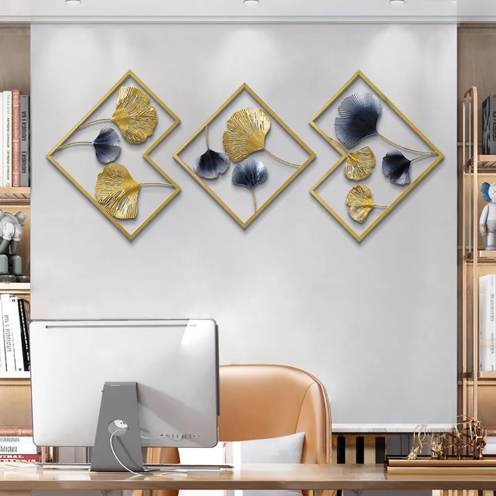 Design World Gifts And Interiors Metal Wall Art | Wall Decor/Wall Sculpture/Gingko Leaf Hanging/Decor | For Living Room, Office,