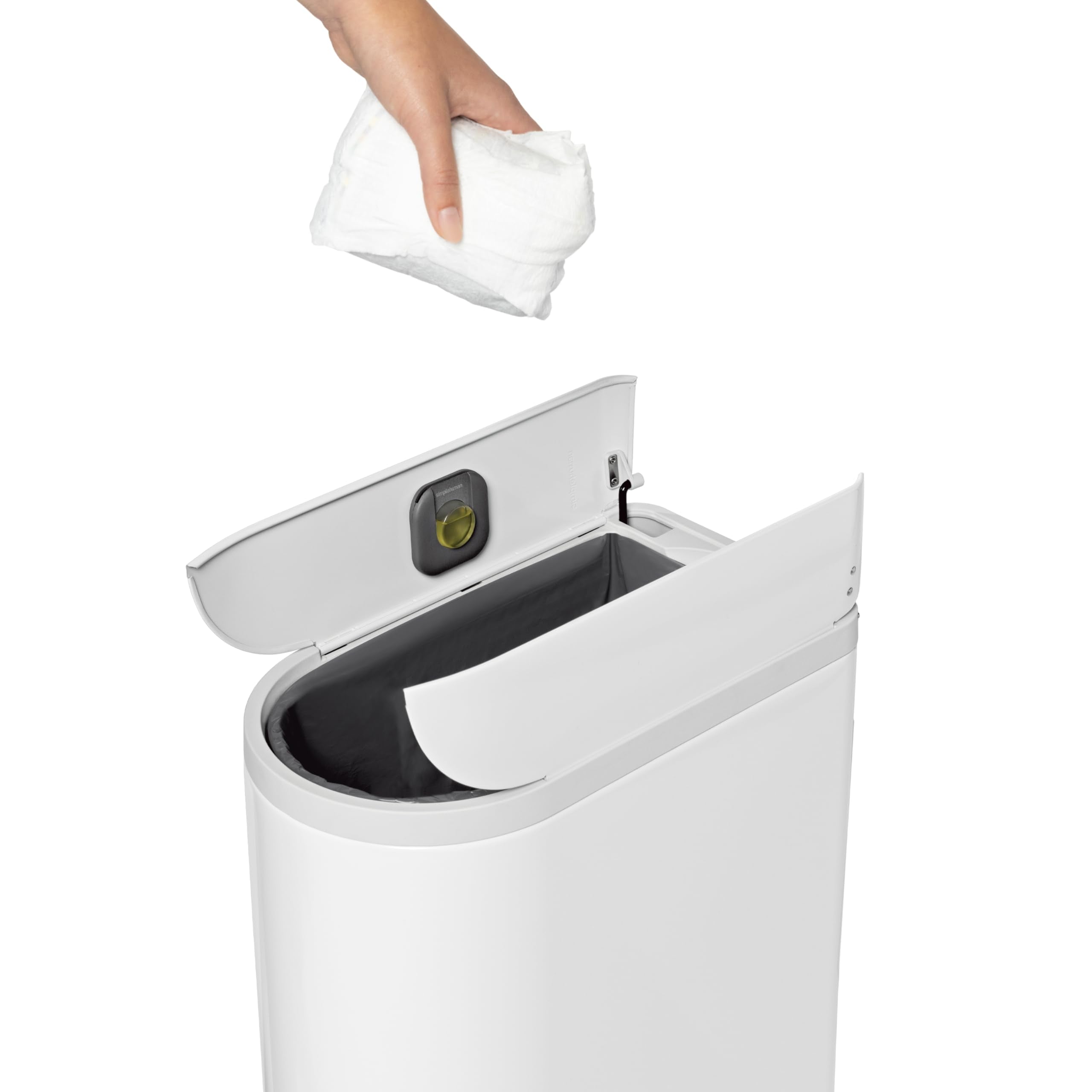 Simplehuman Diaper Can With Odor Control System (Odorsorb Pods And Odorsorb Liners), 18 Liter/ 4.8 Gallon, White Stainless Steel