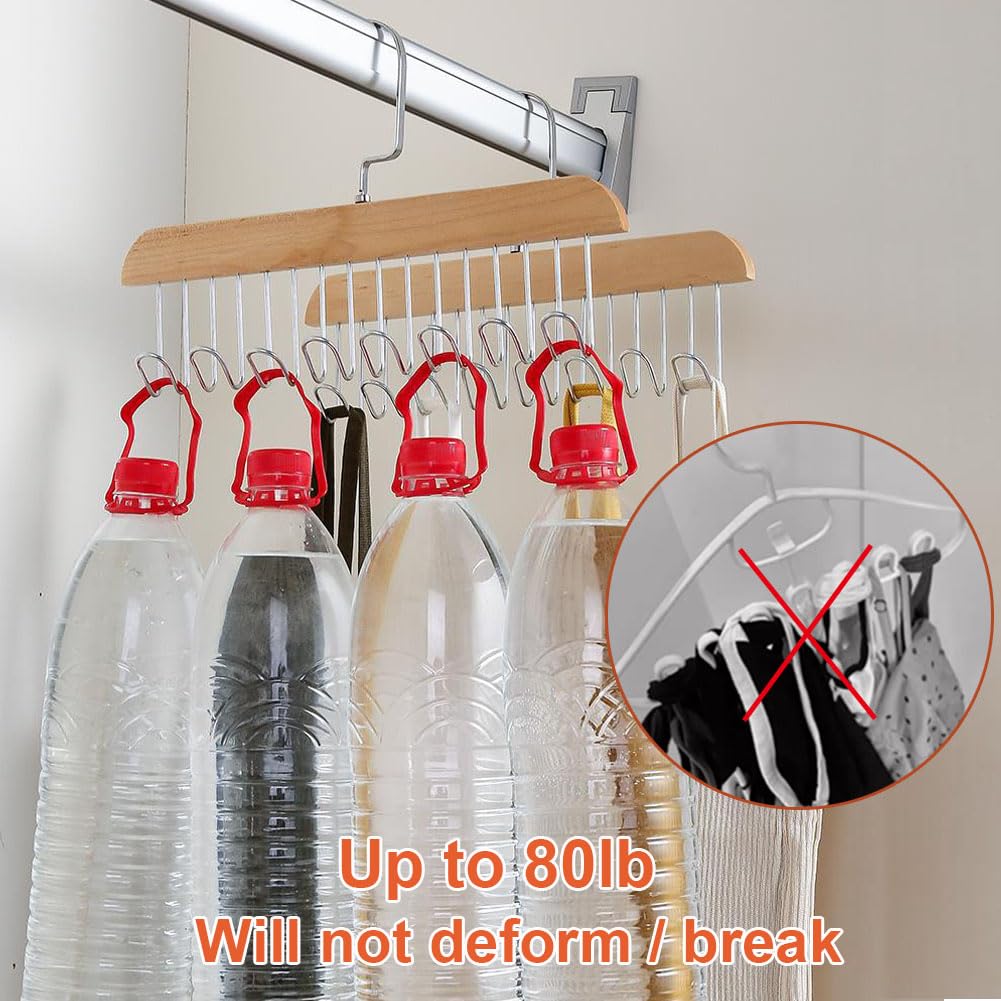Plowatxi Belt Hanger For Closet 2 Pack Belt Hanger With 16 Hooks, Sturdy Wooden Non-Slip Belt Holder For Closet Space Saving Bel