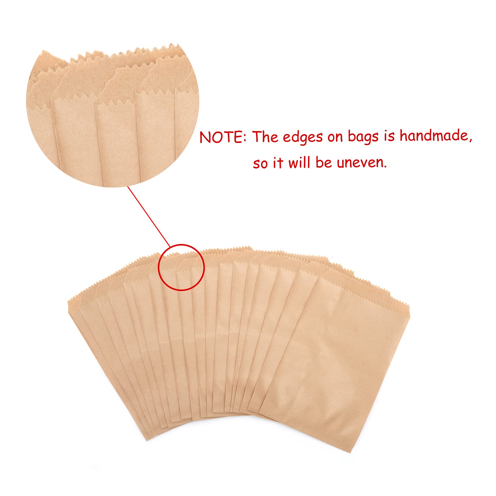Volanic 100Pcs 4X6 Inch Kraft Paper Bags Small Flat Party Favor Bag For Bakery Cookies Sandwich Soap Packing