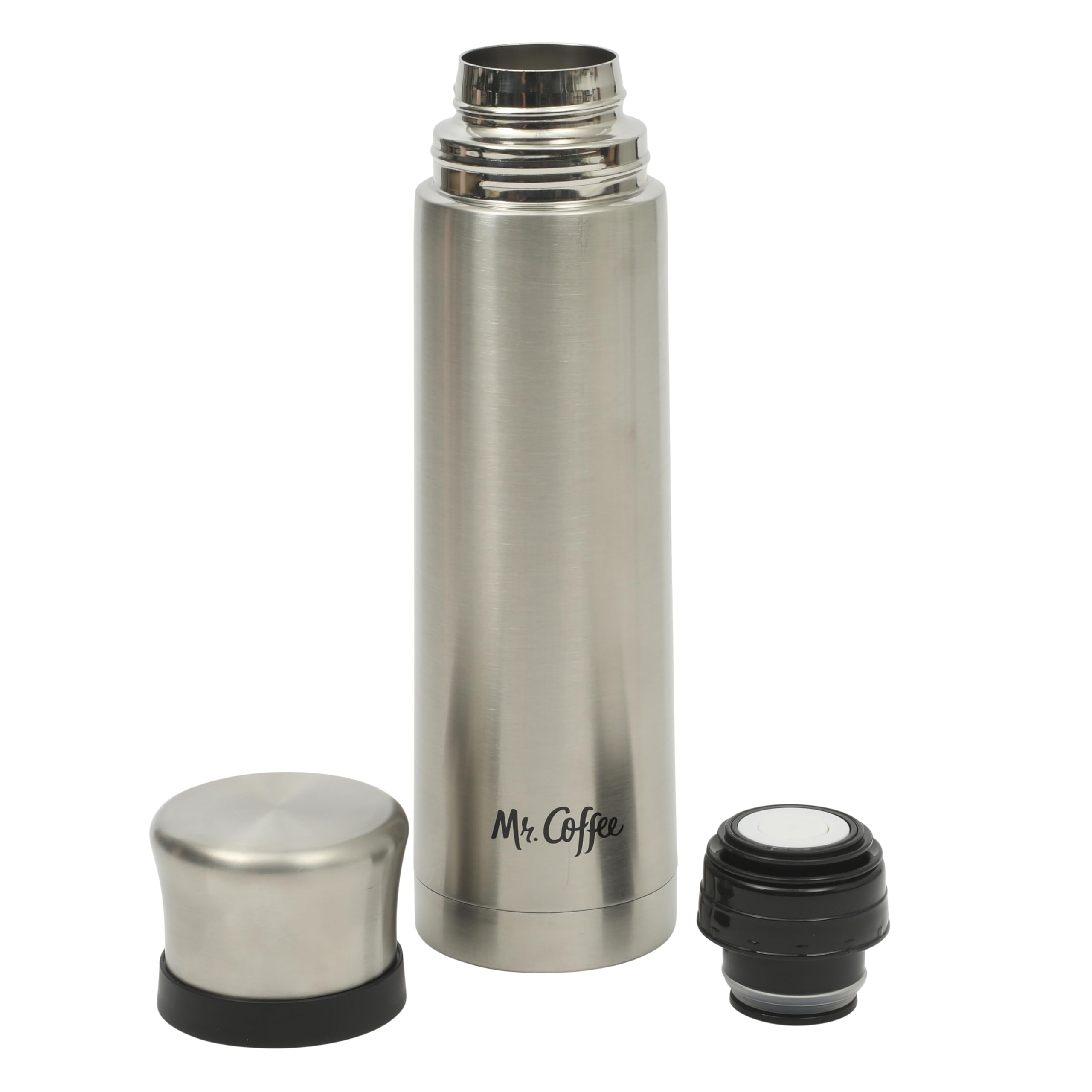 Mr. Coffee Silverleaf 23 oz Stainless Steel Thermal Bottle - Double Wall Vacuum Insulated Travel Mug with Leak-Proof Lid - Hot &