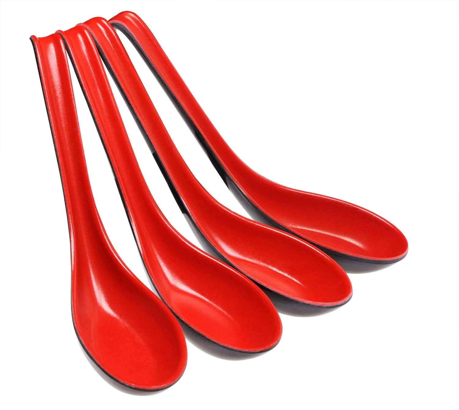 Mini Skater Set Of 5 Ramen Noodle Soup Spoon With Long Handle Red Black Vintage Large Spoons For Restaurants Home Hotel Food Sho