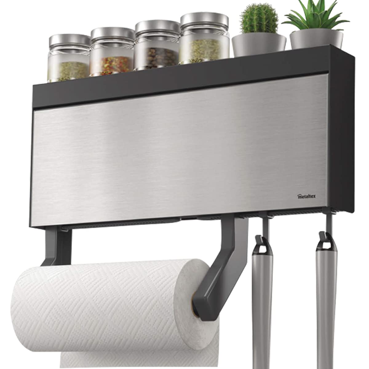 Primeway Stainless Steel 4 In 1 Tango Inox WallMounted Kitchen Rolls Dispenser Holder For Film, Foil, Paper With Multi Utility 
