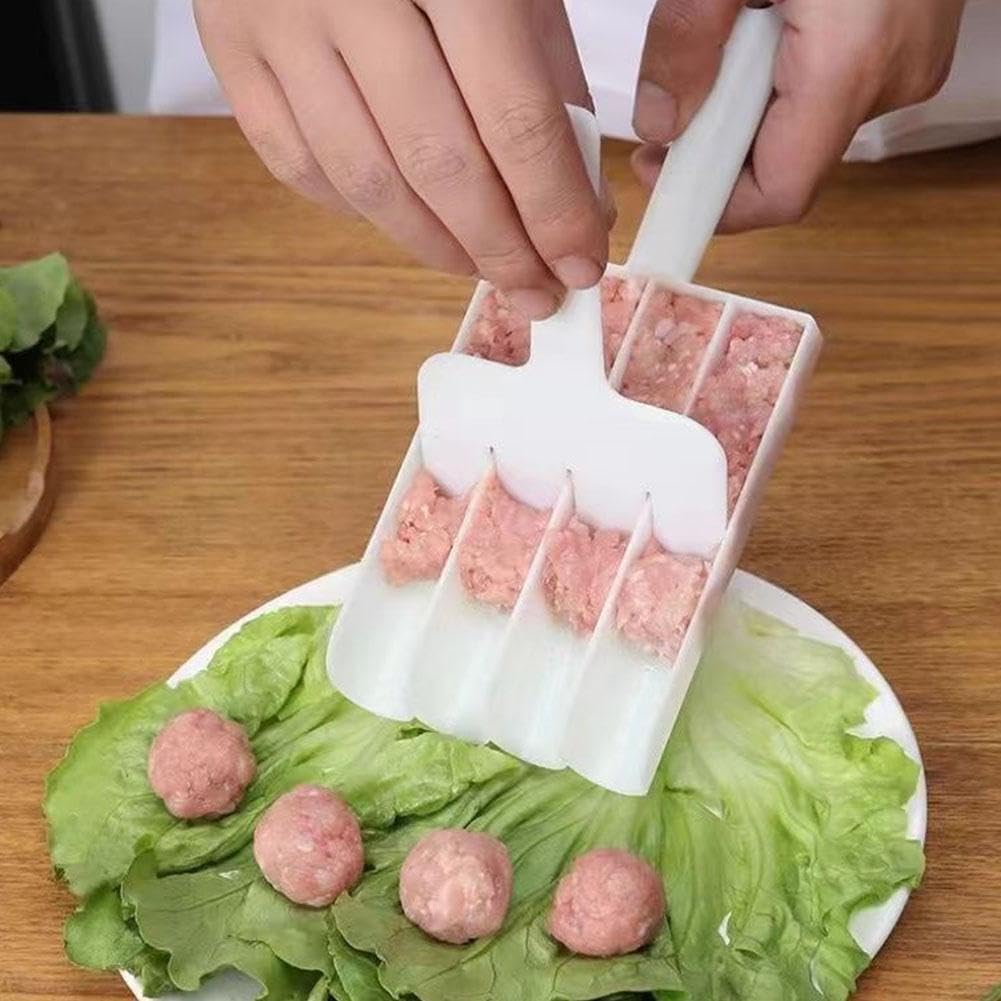 White Triple Meatball Maker, None-Stick Meatball Maker Melon Ballers, Meat Ball Scoop with Cutting Spade Ball Maker,Fruit and Ve