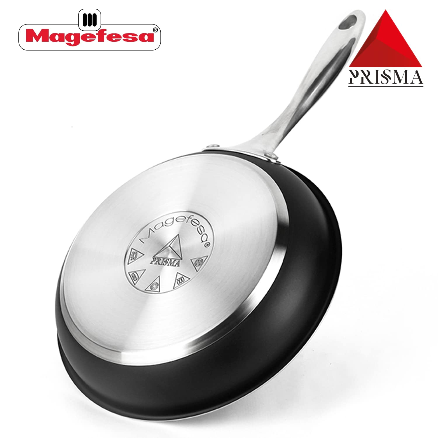 Magefesa Prisma - 9.4 Inches Skillet, Frying Pan, Made In 18/10 Stainless Steel, Triple Layer Non-Stick, For All Types Of Kitche