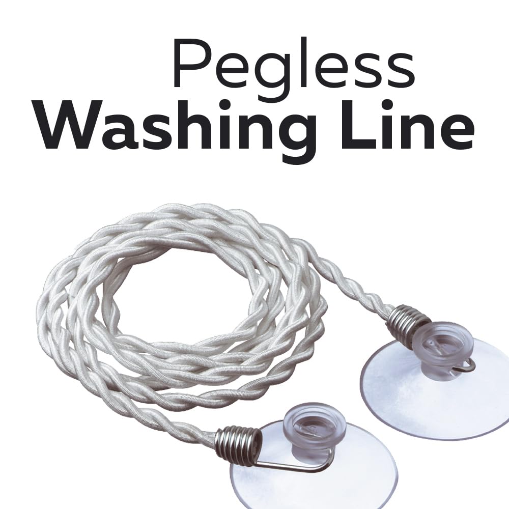Go Travel Clothes Line, Easy-To-Hang Clothes Line With Polyester Rope And Rubber Suction Cups At Ends, Ideal For Hotels, Camping