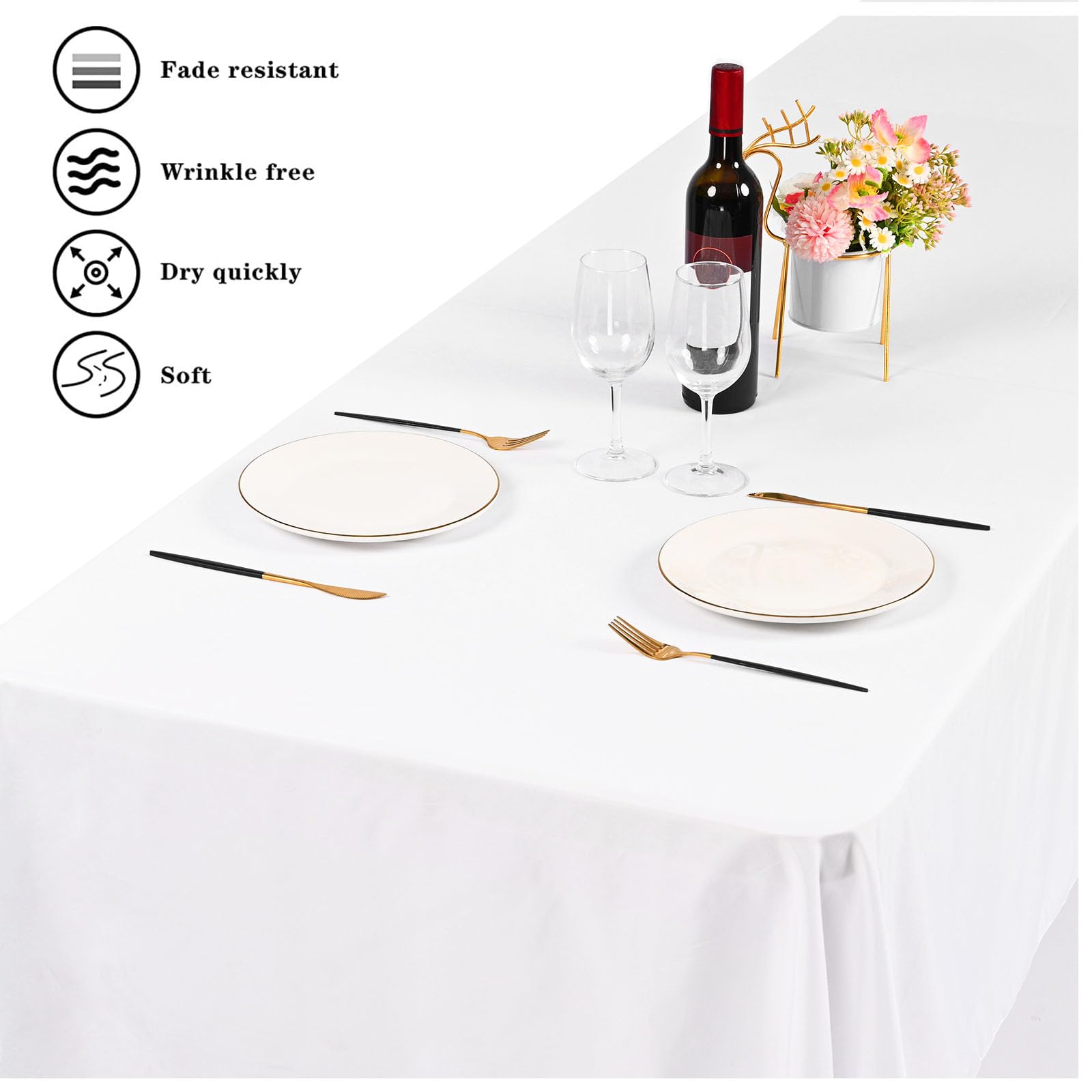 6 Pack Tablecloth 72 X120 Inch Polyester Table Cloth For 6-8 Foot Rectangle Tables,Stain And Wrinkle Resistant Washable Fabric T