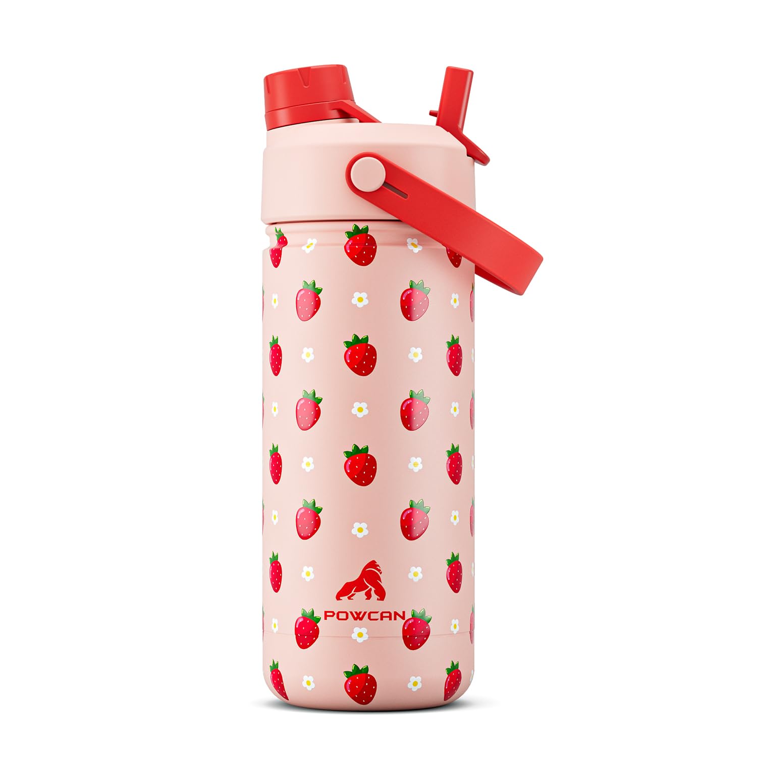 18 oz Kids Metal Water Bottle: 2-in-1 Straw Spout Lid, Spill-Proof, Easy Clean, Keep Cold 24H, Backpack Friendly, BPA-Free Stain