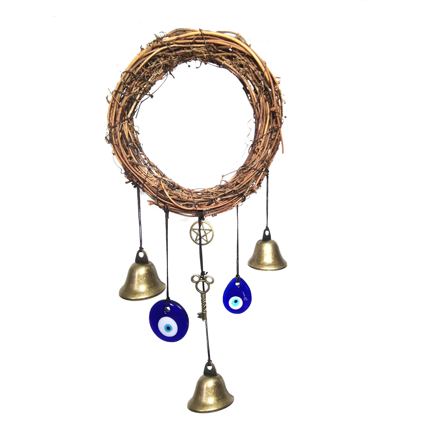 Witch Bells for Door Knob Protection,Witchy Wicca Decor Clear Negative Energies with Blue Evil Eyes for Home Garden Courtyard De