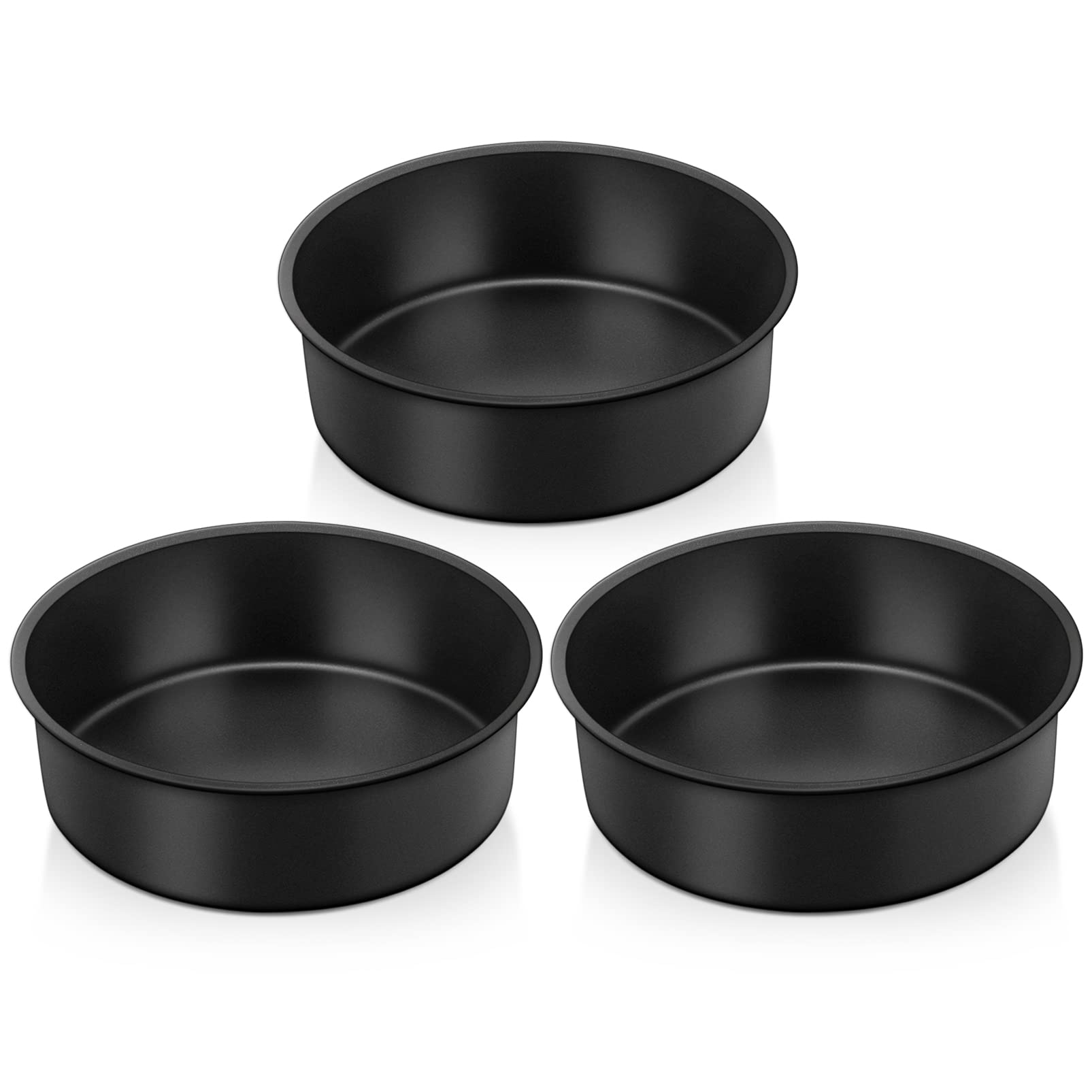 Teamfar 6 Inch Cake Pan, Round Baking Layer Cake Pan Set Of 3, With Non-Stick Coating Stainless Steel Core For Birthday, Party,