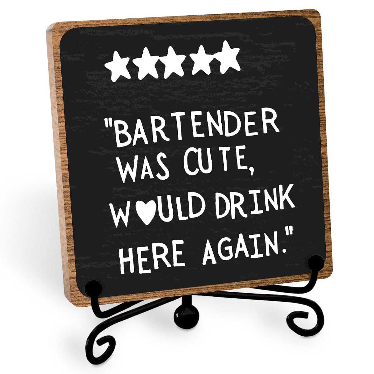 Bar Decor Sign, Funny Bar Accessories, Home Bar Plaque Wooden with Stand, Bar Table Decorations Supplies for Home, Desk Shelf Ca