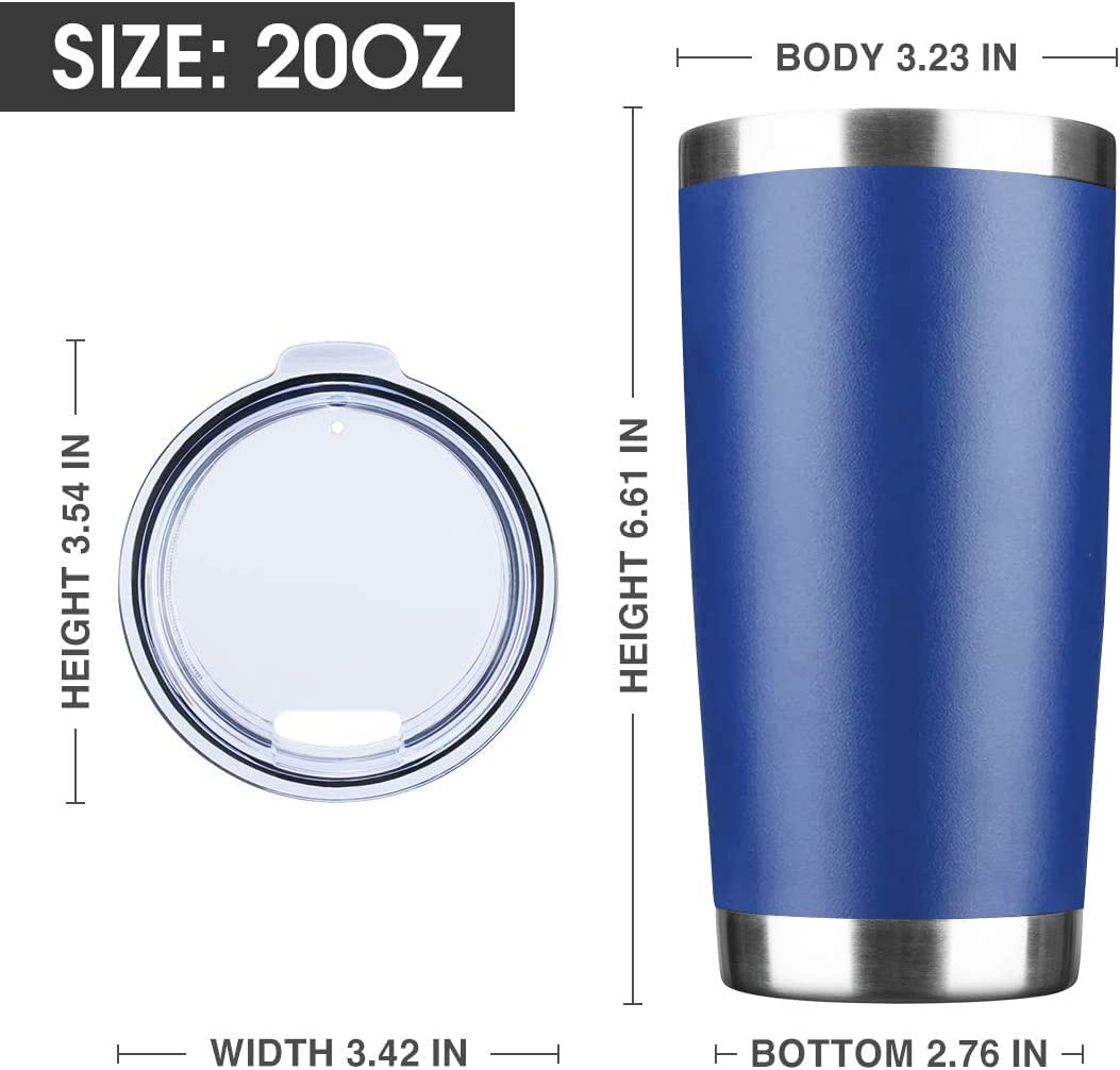 Ecomozz 20Oz Tumbler Stainless Steel Vacuum Insulated Mug With Lid, Double Wall Travel Mug, Durable Powder Coated Coffee Cup, Su