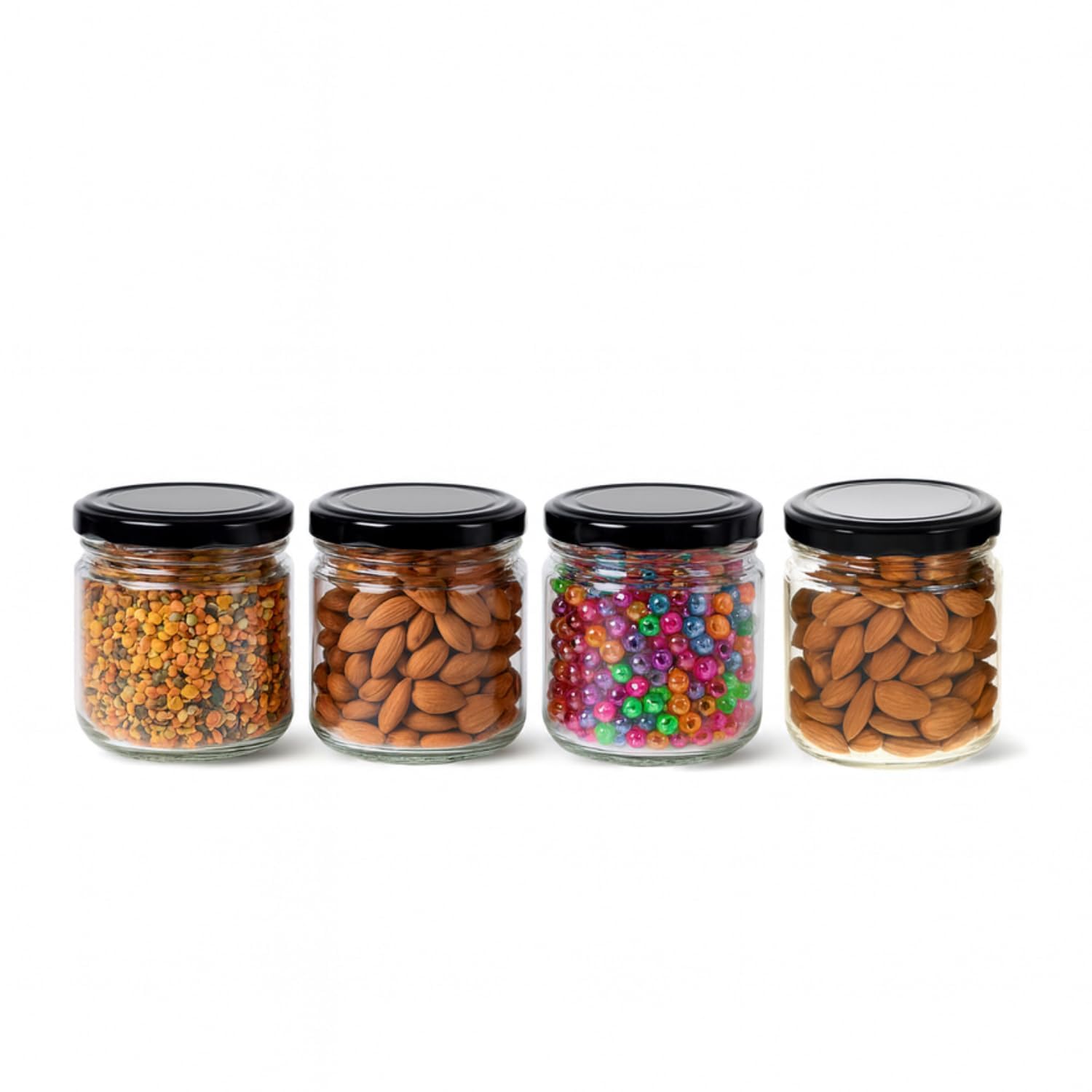 Machak Round Glass Jar | Airtight Lid For Kitchen Storage | Glass Food Storage Jars | Grocery Kitchen Container Set | Glass Stor