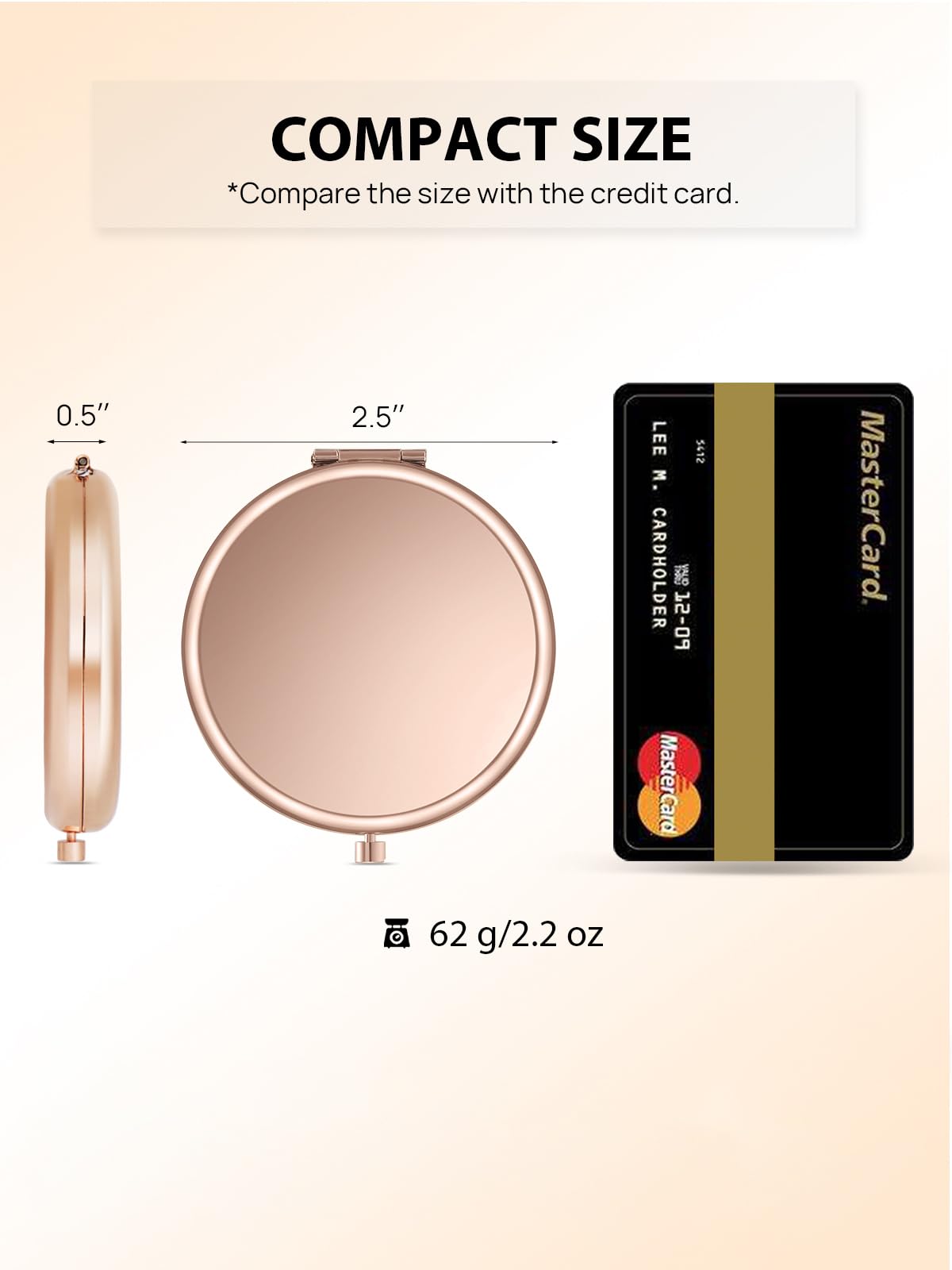 Getinbulk Compact Mirror Bulk, Set Of 2 Double-Sided 1X/2X Magnifying Purse Pocket Makeup Mirrors(Round, Rose Gold)