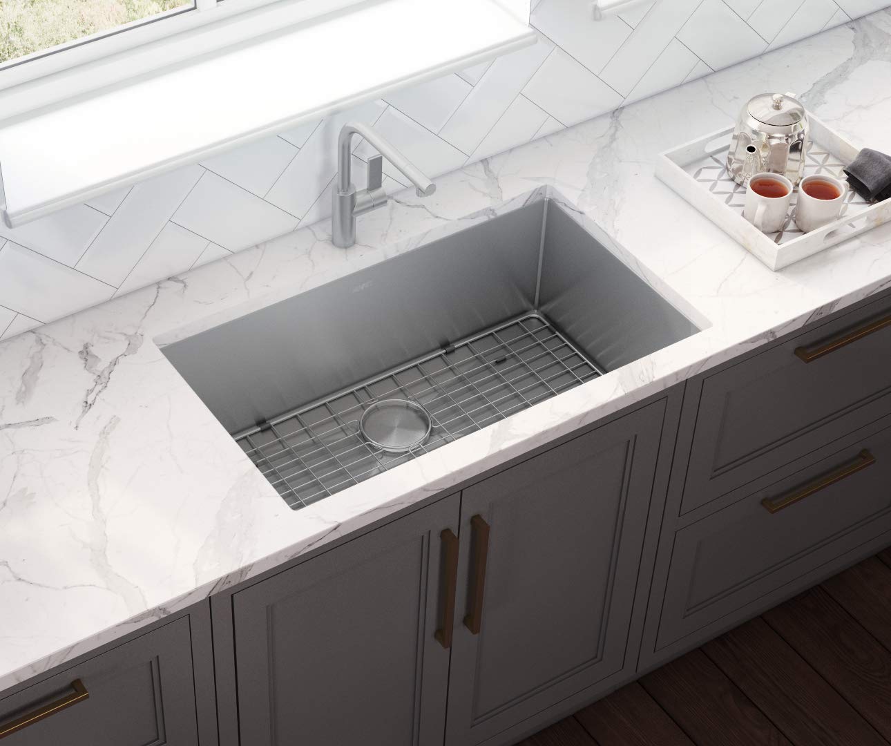 Ruvati 28-Inch Undermount 16 Gauge Tight Radius Stainless Steel Kitchen Sink Single Bowl - Rvh7250