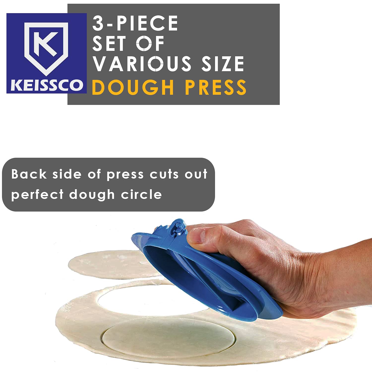 Keissco Dough Press, Set Of 3 Empanada Press Dumpling Maker Dough Cutter Dumpling Mold For Dumpling, Calzone, Ravioli, Empanada,