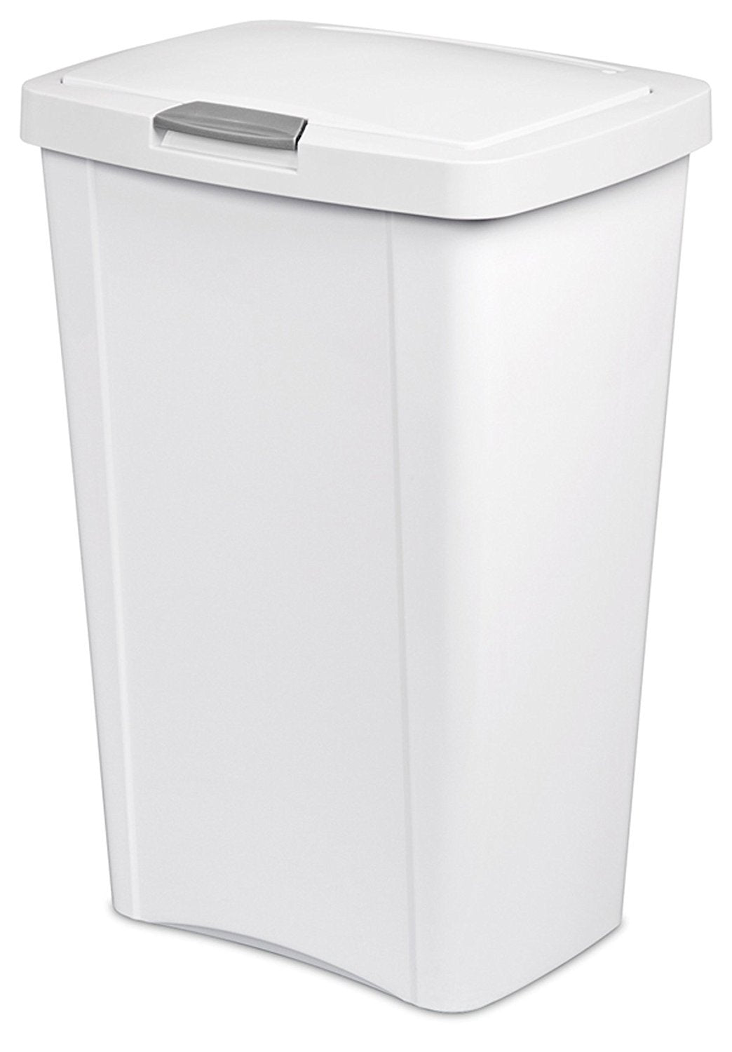 Sterilite 13 Gallon Touchtop Wastebasket W/ Lid, Opens With Touch, Trash Can For The Kitchen Or Mudroom, White, 4-Pack