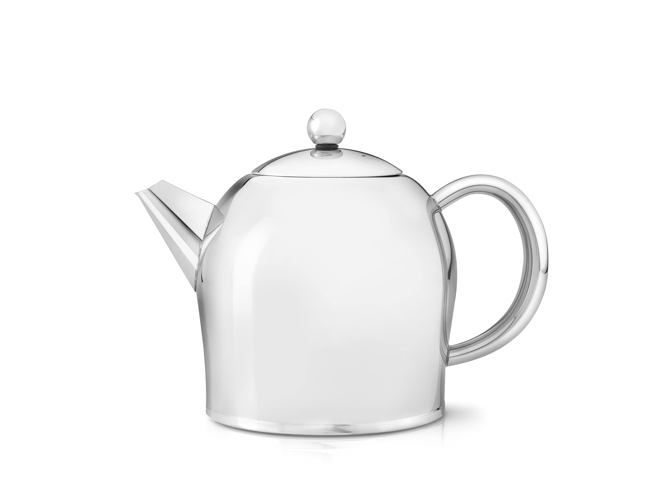 Bredemeijer Santhee Double Walled Teapot, 0.5-Liter Stainless Steel Glossy Finish With Glossy Accents