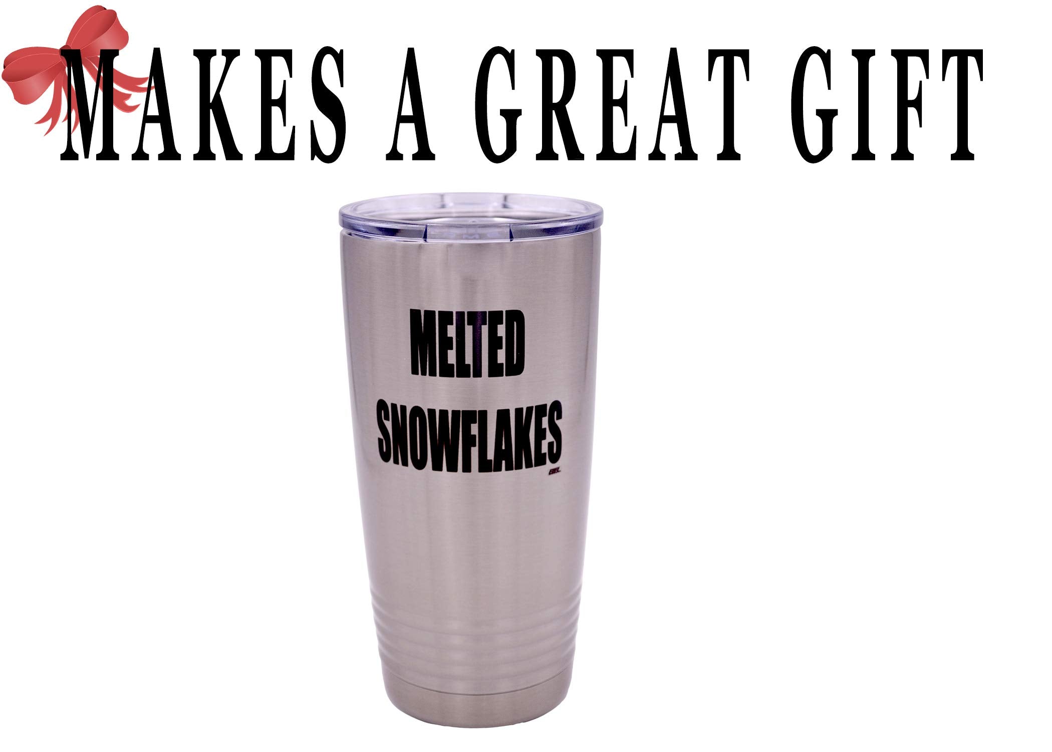 Rogue River Tactical Funny Melted Snowflakes 20 Ounce Large Stainless Steel Travel Tumbler Mug Cup Gift For Conservative Or Repu