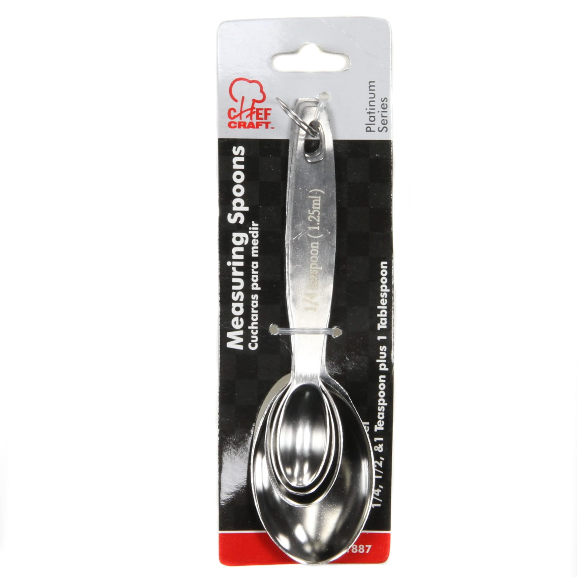 Chef Craft Measuring Spoon Set, Stainless Steel, Multisize 1/4 tsp to 1 tbsp, Model 21887