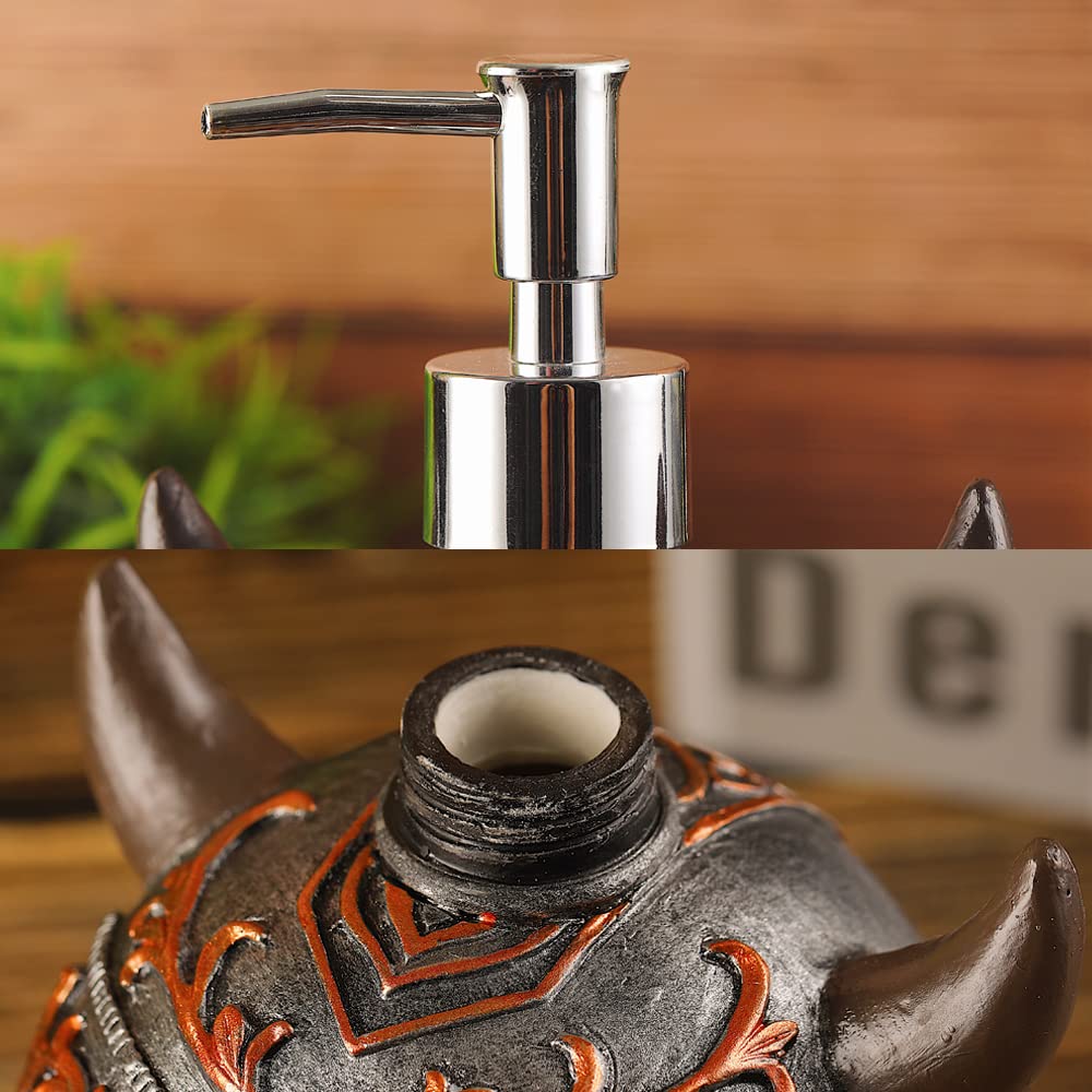 Viking Skull Soap Dispenser With Rust Proof Pump, Refillable Liquid Hand Lotion Bottle For Bathroom, Bedroom And Kitchen.