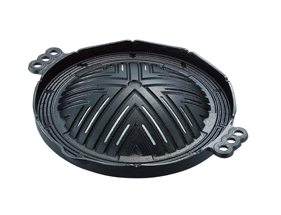 Japanbargain 1797, Ikenaga Korean Bbq Plate Genghis Khan Barbecue Grill Plate Mongolian Heavy Duty Cast Iron Stovetop Bbq Grill