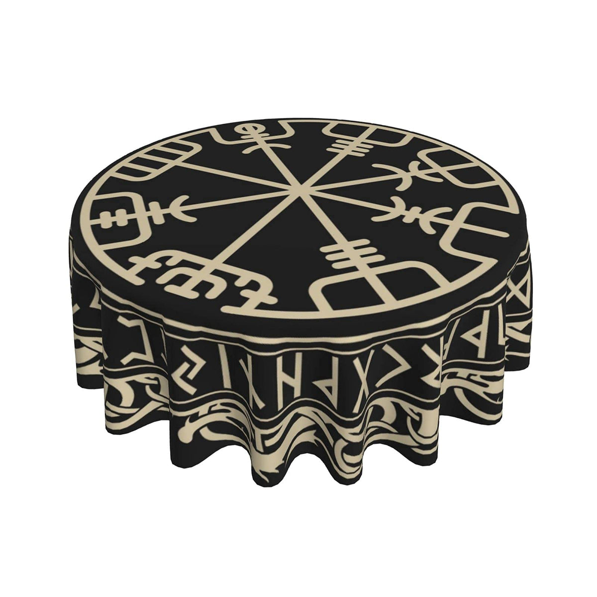 Freehotu Viking Nordic Celtic Symbol Round Tablecloth Thicken Desk Cloth Washable Table Cover Table Cloth For Kitchen Daily Dinn