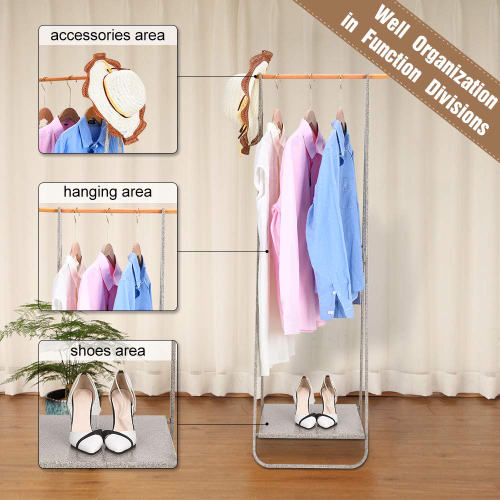 Jefee Narrow Clothes Rack Simple Garment Rack With Shelf 1-Tier Coat Clothing Organizer Storage For Hats Bags Shoe For Entryway