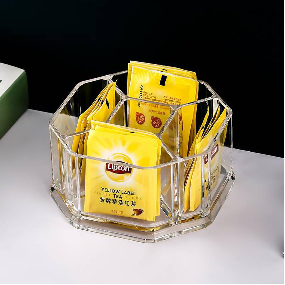 Yakri Acrylic Tea Bags Holder Coffee Sugar Bag Case Guest Room Organizer Storage Boxes-5 Department For Kitchen,Home Ytbh-002