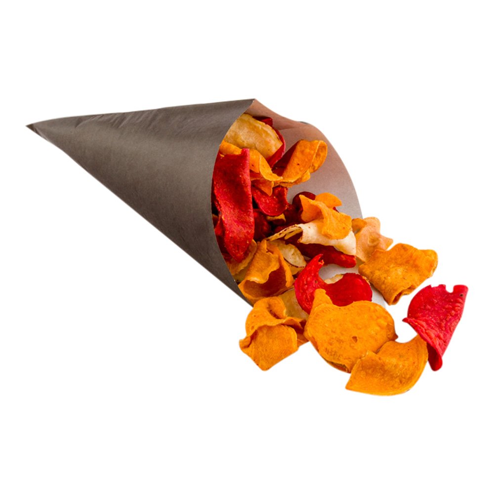 Restaurantware Cone Tek 7.9 Inch French Fry Cones 100 Greaseproof Food Cones - Sustainable For Appetizers And Charcuterie Black