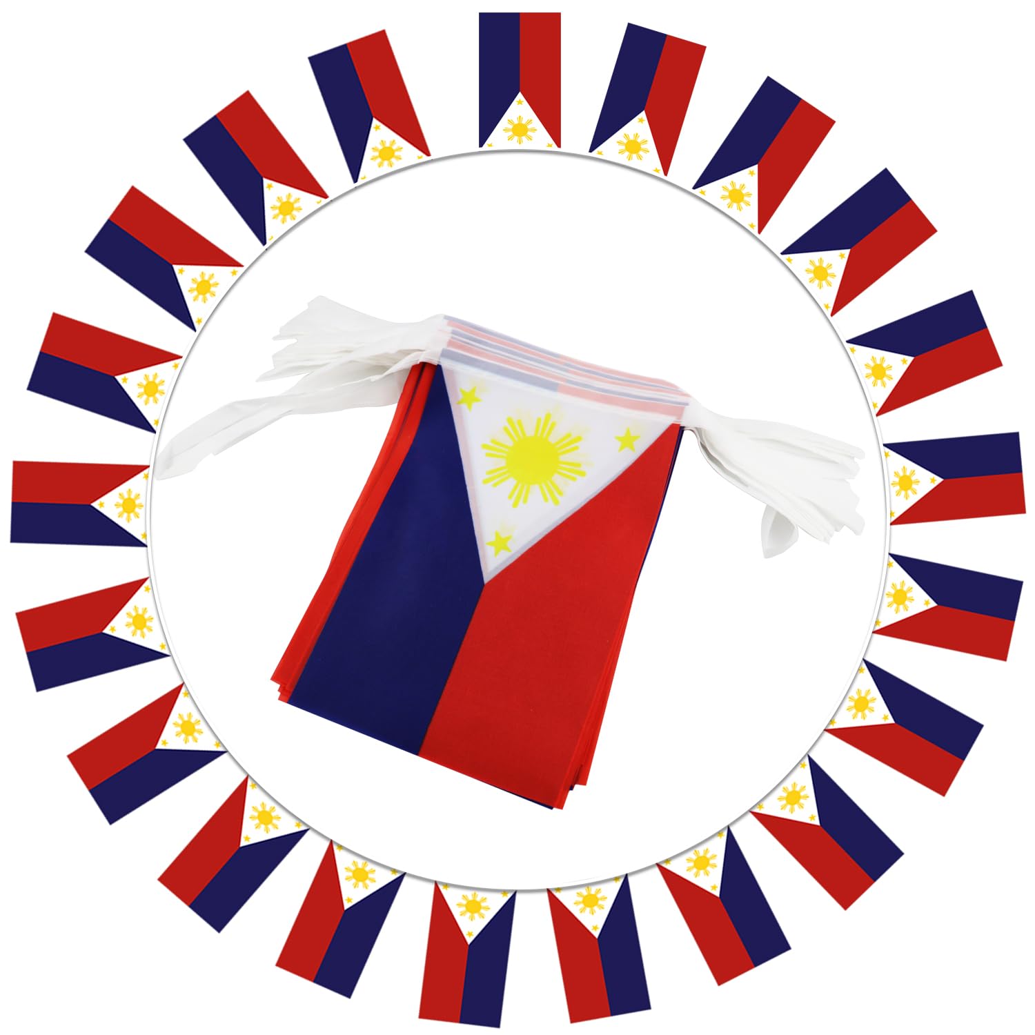 Philippines String Flag Pennant Banner - 38 Flags, 42 Feet Small Mini Philippine Flags Bunting Banner For Country Decoration, Sc