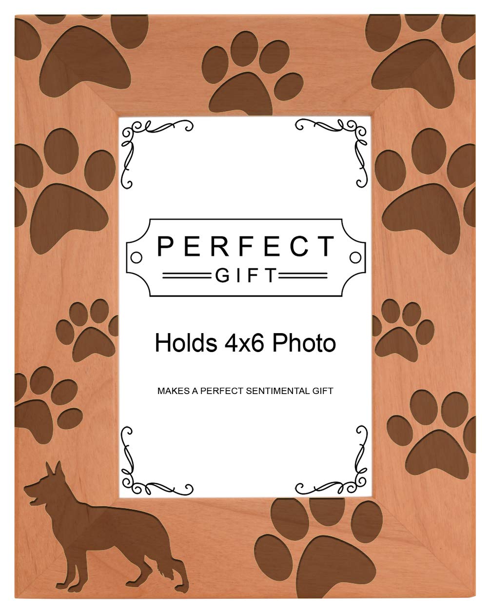 Gifts For All By Rachel Olevia Dog Lover Gift German Shepherd Paw Prints Natural Wood Engraved 4x6 Portrait Picture Frame Wood