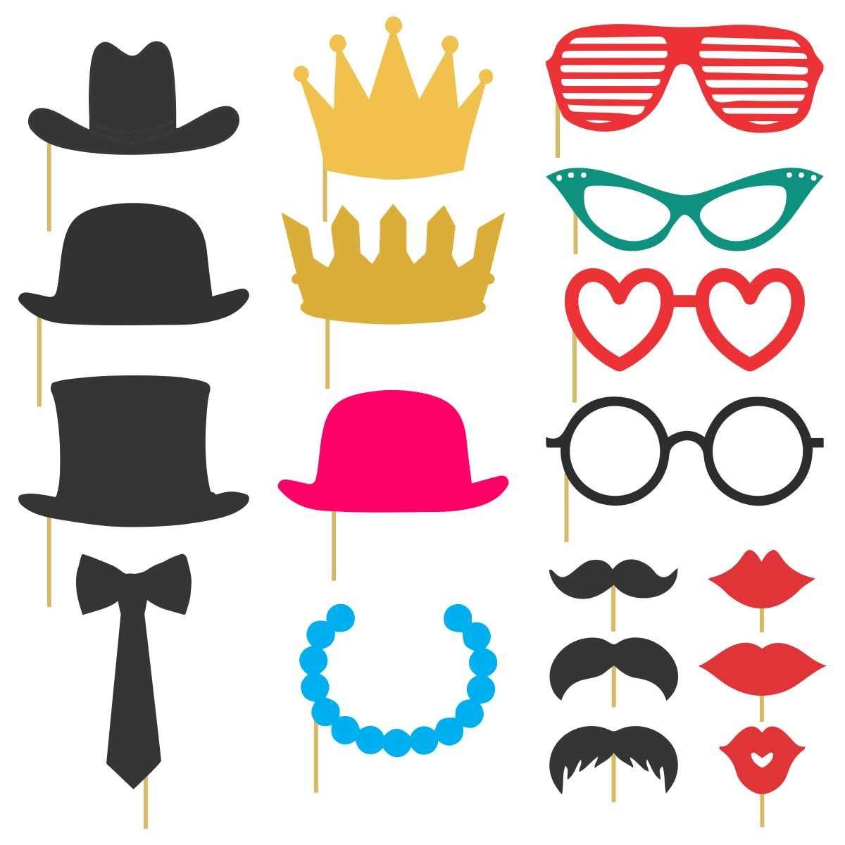 Untumble Photo Booth Props for Parties,Made of artboard,Multicolor (Set of 18)