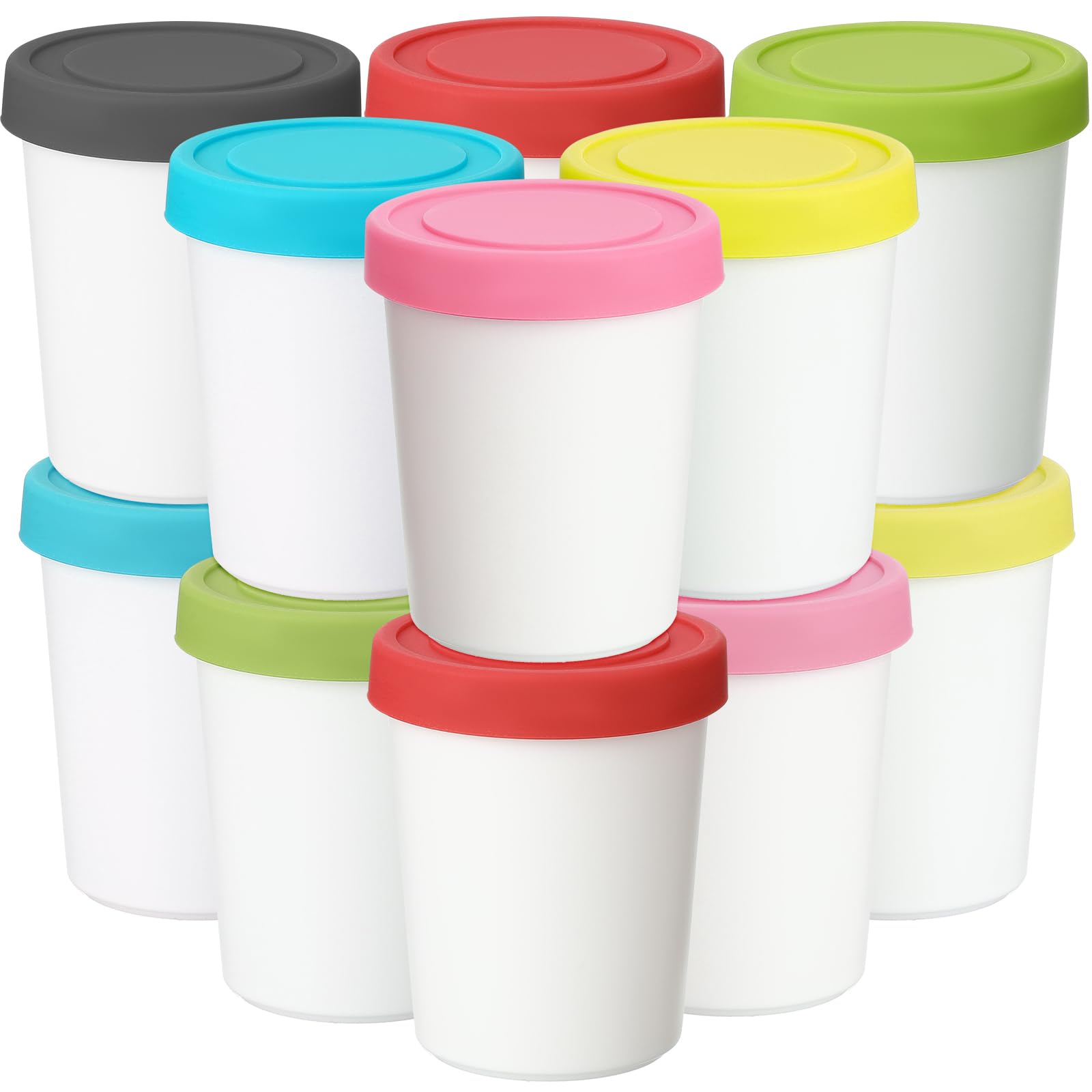Gandeer 12 Pieces 6 oz Mini Ice Cream Containers Reusable Freezer Storage Tub with Lids Storage Container for Homemade Ice Cream