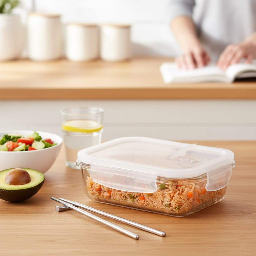 Femora Borosilicate Glass Containers For Kitchen | 1 Year Warranty | Container Boxes For Storage, Storage Box For Kitchen With A