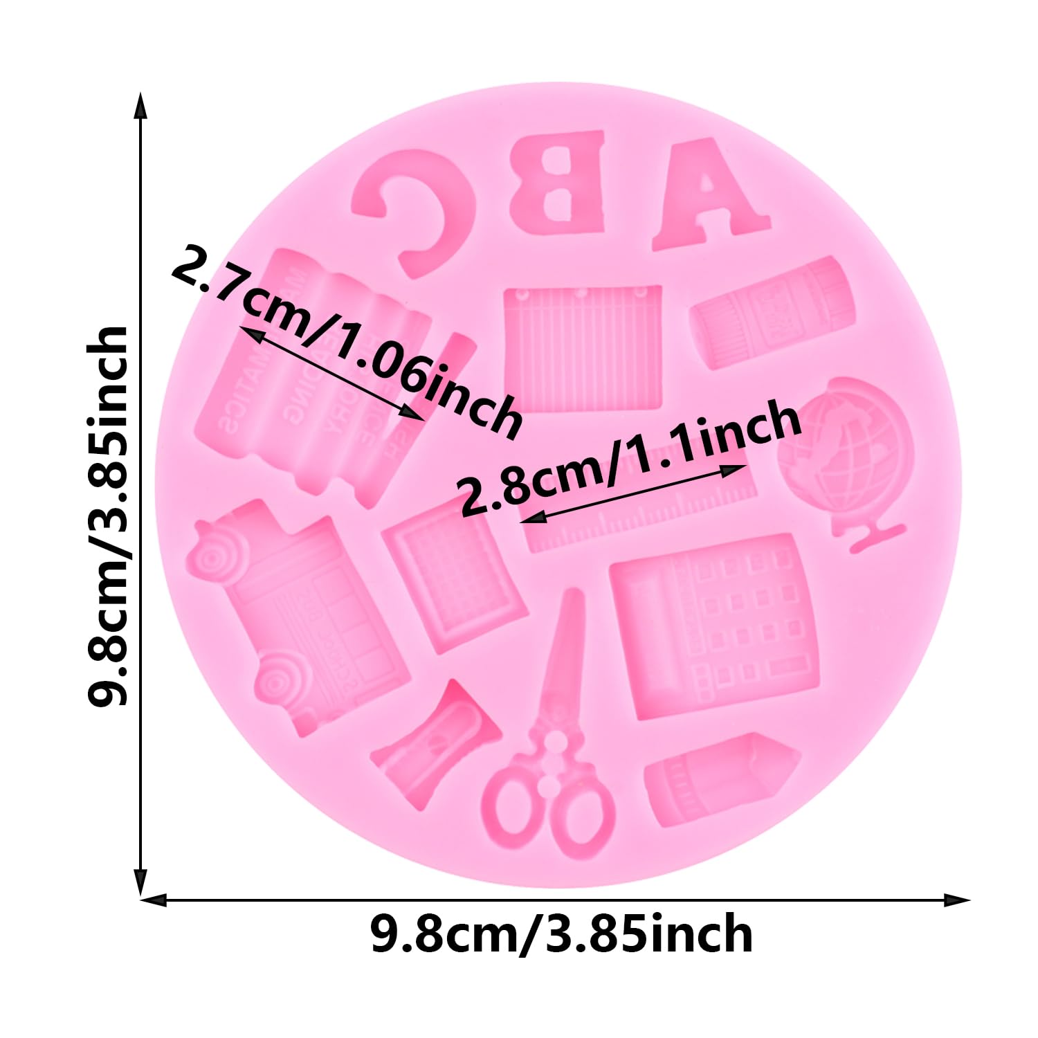 Xmoldnms Back To School Silicone Molds Book Scissor Ruler Crayon Fondant Molds For Cake Decoration Cupcake Topper Chocolate Cand