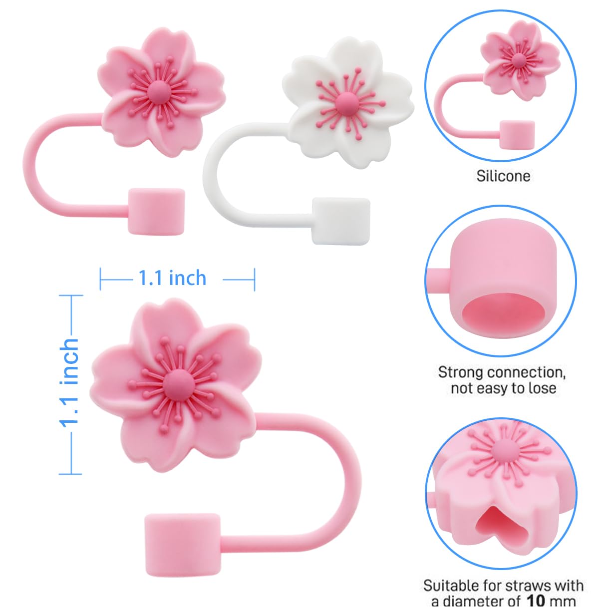 Straw Cover Cap For Stanley Cup,Silicone Straw Topper 10Mm 0.4In Dust-Proof Reusable Straw Tips Lids,Straw Tip Covers For Stanle