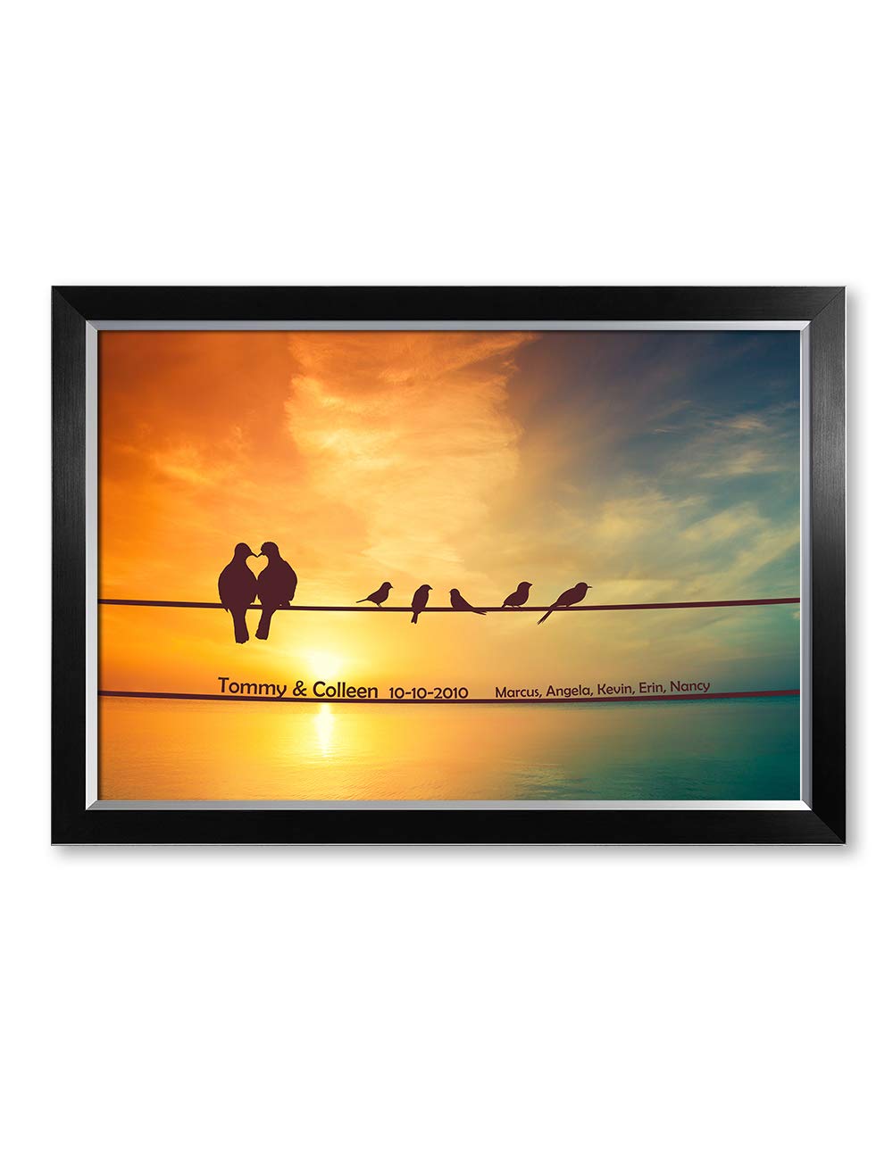 Ipic - We Are Family Personalized Artwork With Names, Customized Gift For Anniversary. Giclee Wall Art With High Grade Frame. Pi