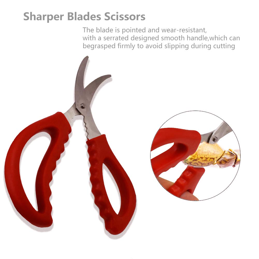 2 Pack Seafood Scissors Seafood Fish Crab Shrimp Lobster Scissors Stainless Steel Shears for Kitchen Tools
