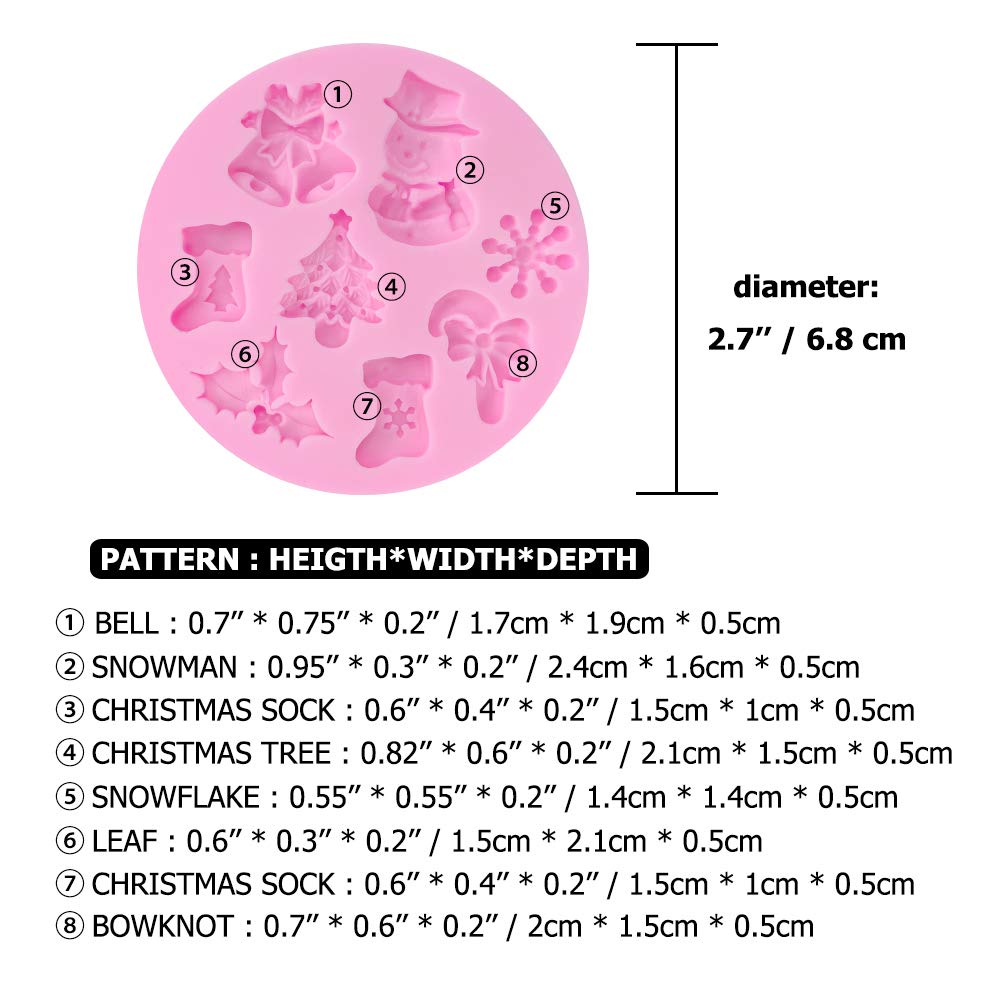 3 Pcs Fondant Silicone Molds, Cnymany 25 Cavity 3D Christmas Sugar Craft Cake Decoration Cupcake Topper Crafting Projects Gum Pa