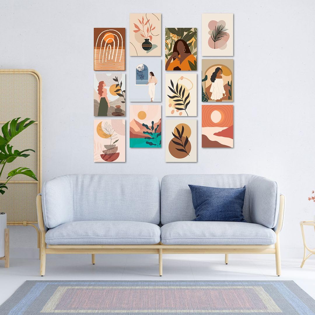 Cvanu A4 12Pcs Beautiful Floral Design Printed On Poster Wall Art Collage Kit With Glue Dot Tape For Wall Decoration (11.5Inchx8