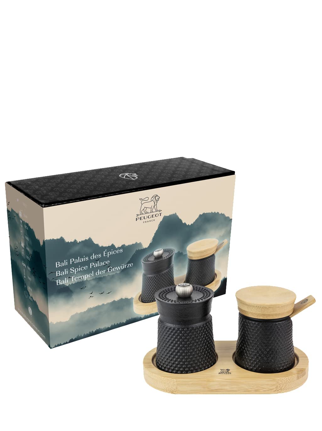 Peugeot Bali Fonte Cast Iron Pepper Mill And Salt Cellar Gift Set, 3-Inches, Black (39967)