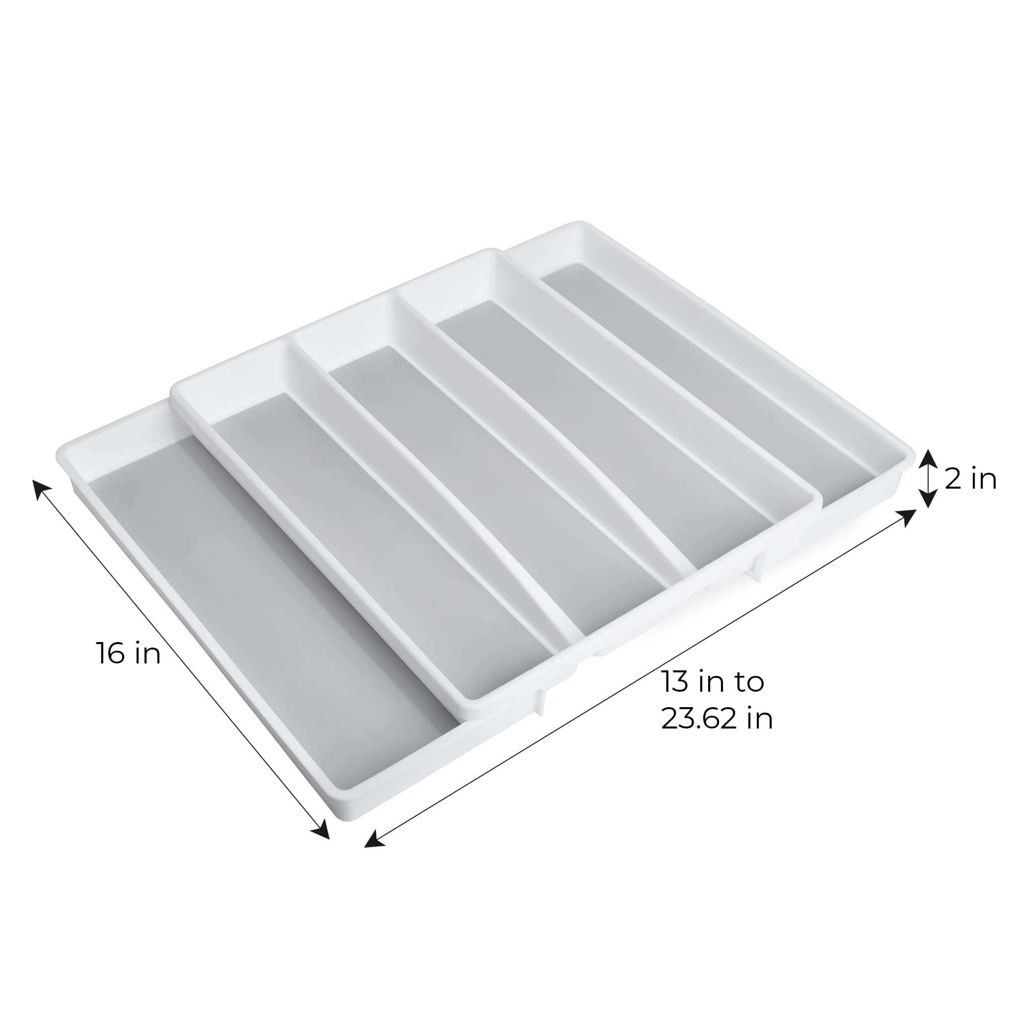 Smart Design 6 Compartment Plastic Drawer Organizer - Non-Slip Lining And Feet - Bpa Free - Utensils, Flatware, Office, Personal