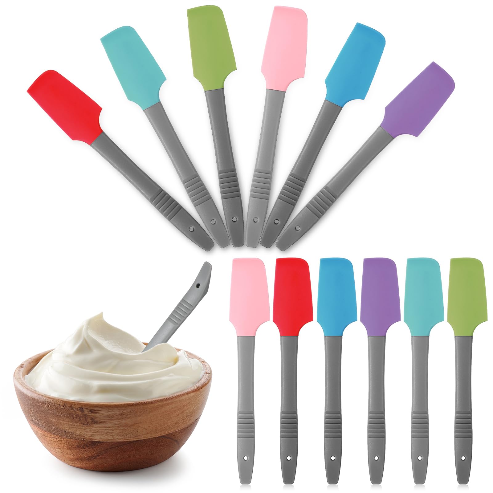 Zhehao 12 Pcs Mini Silicone Spatulas Rubber Small Silicone Scraper Heat Resistant Non Stick Flexible Kitchen Spatula For Wet Pet