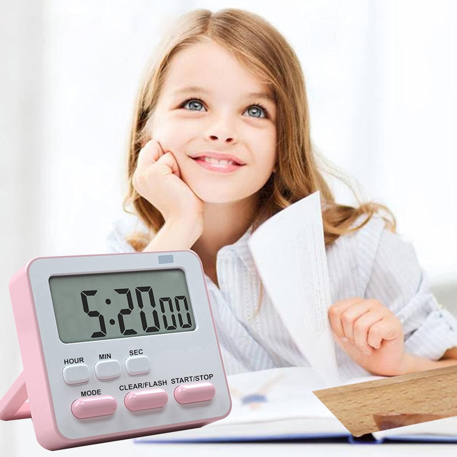 Eripeli Digital Kitchen Timer & Stopwatch, Countdown Large Digits, Loud Alarm, Magnetic Stand, Round, (Multi Colour)