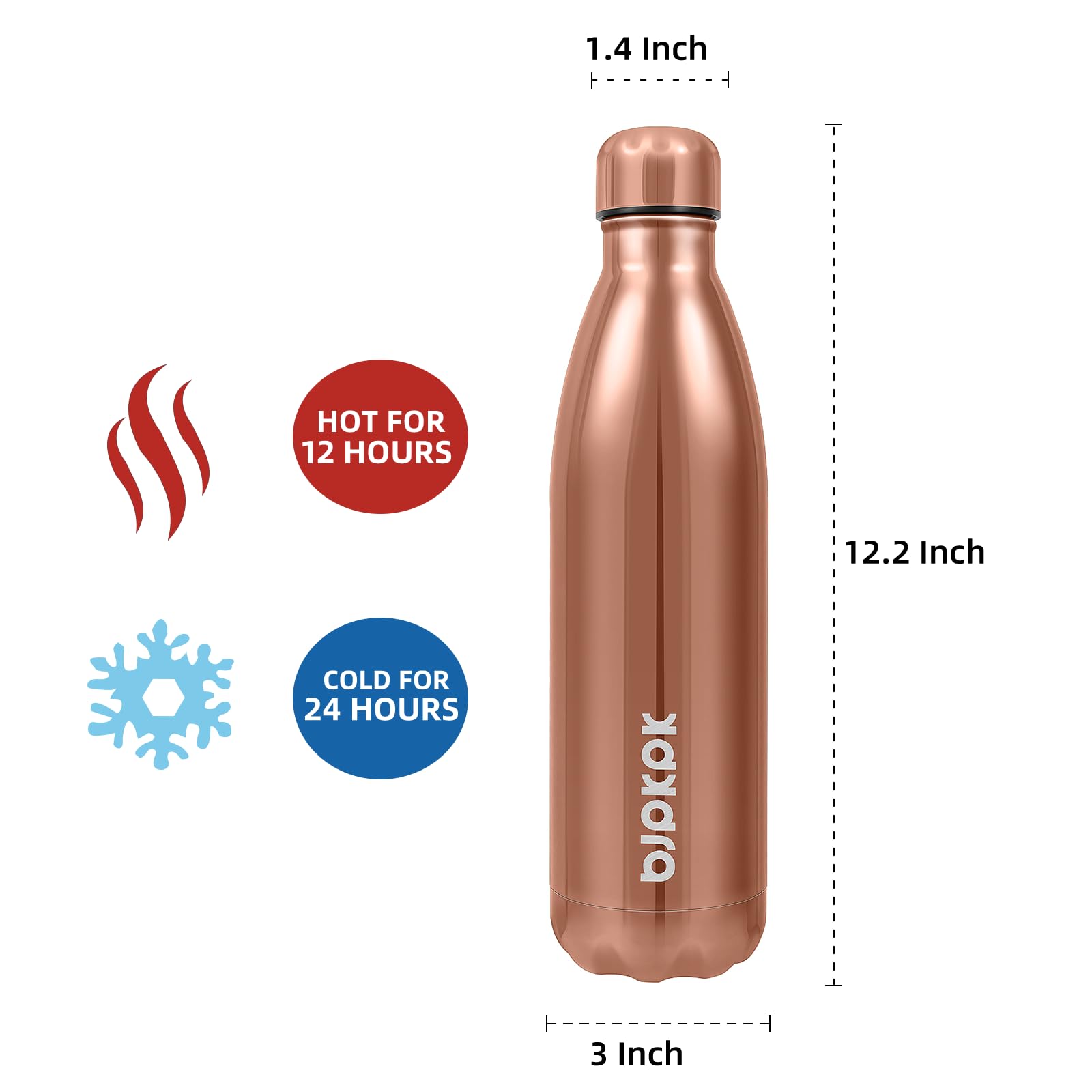 Bjpkpk 25Oz Stainless Steel Insulated Water Bottle Metal Thermos Water Bottle For Travel, Shining Copper