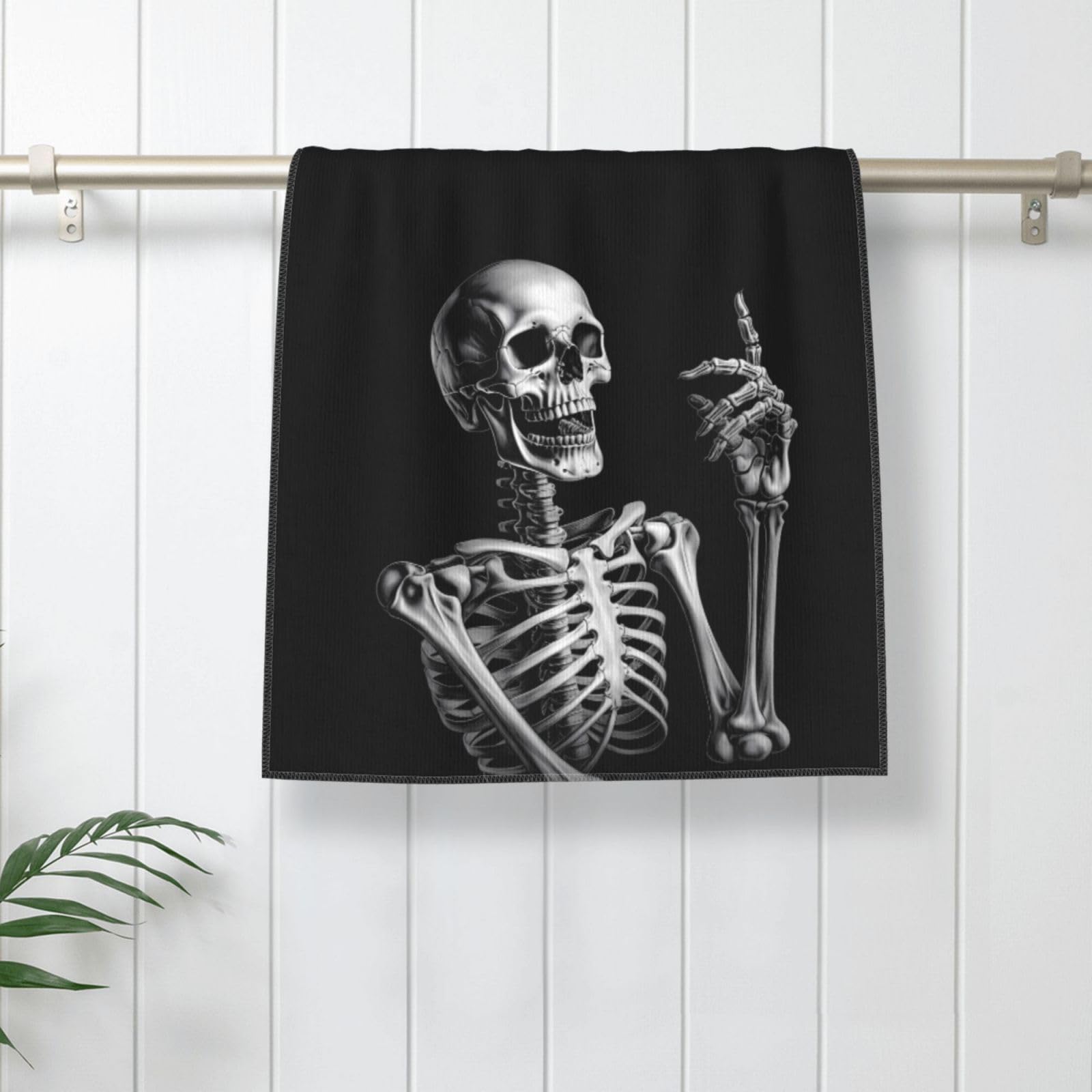 Aieefun Ultra Soft Absorbent Hand Towels, Rock and Roll Halloween Skull Bathroom Towel for Gym and Spa, 27.5 x 15.7 Inches