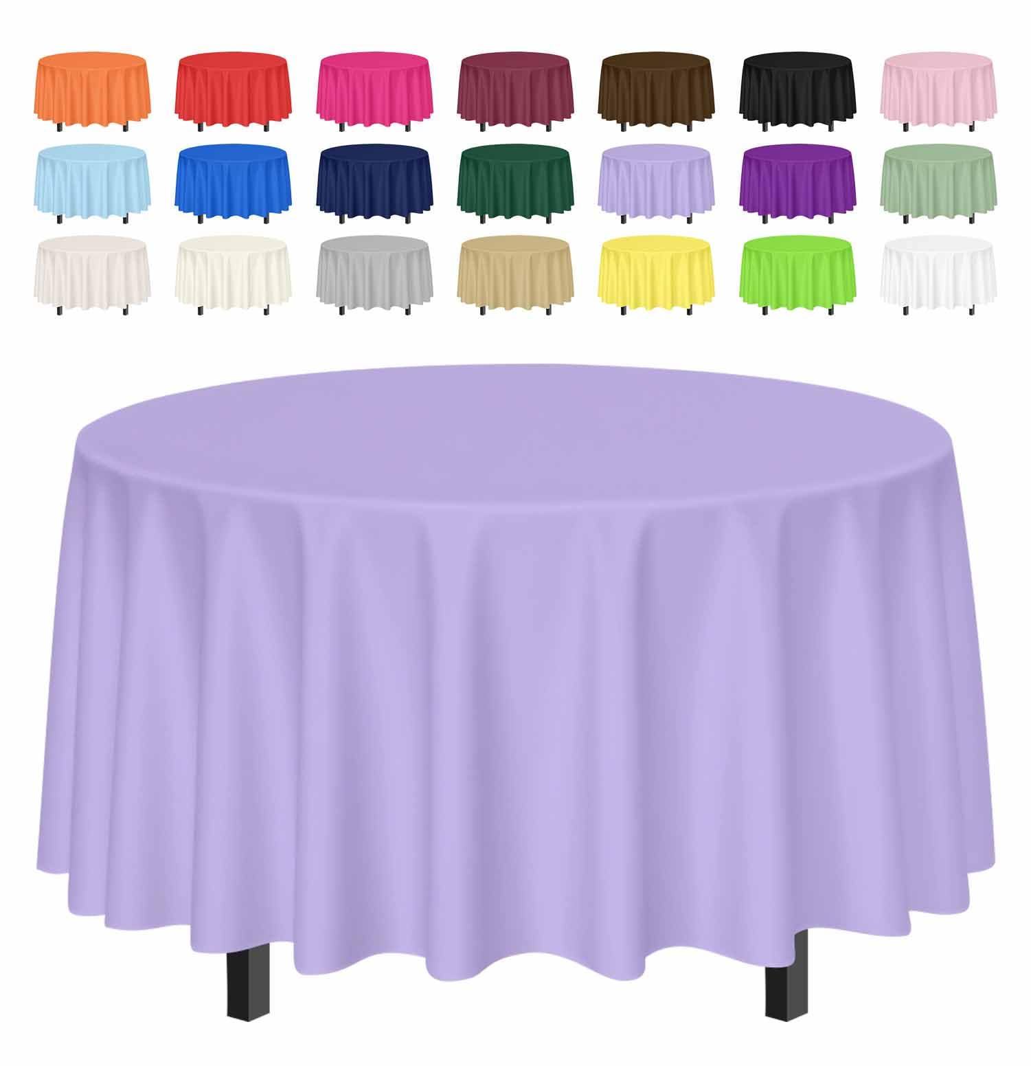 SietDESEO 3 Pack Light Purple Tablecloth Round 84 x 84 Plastic Table Cover Waterproof Lavender Table Cloth Disposable for Weddin
