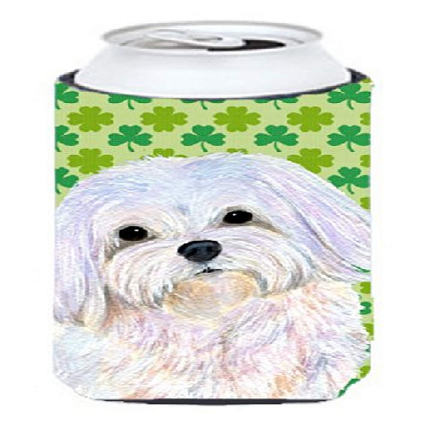 Maltese St. Patrick's Day Shamrock Portrait  Tall Boy Beverage Insulator Beverage Insulator Hugger